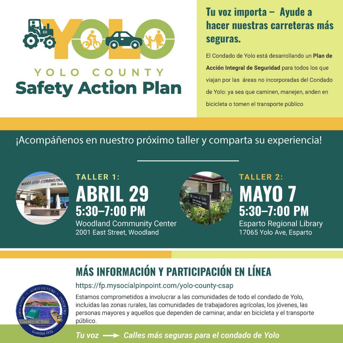 A Public notice written in Spanish detailing a comprehensive safety action plan for safer roads 